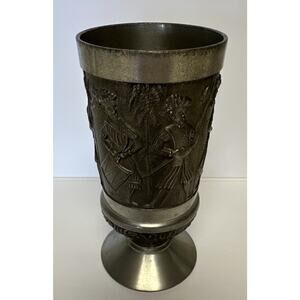 MULLINGAR PEWTER FIGHTING IRISH GOBLET IRELAND 6 ⅛” H